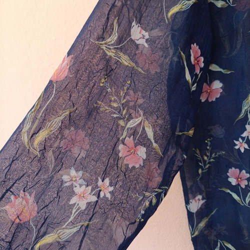 Capriccio dark blue floral transparent shirt new
