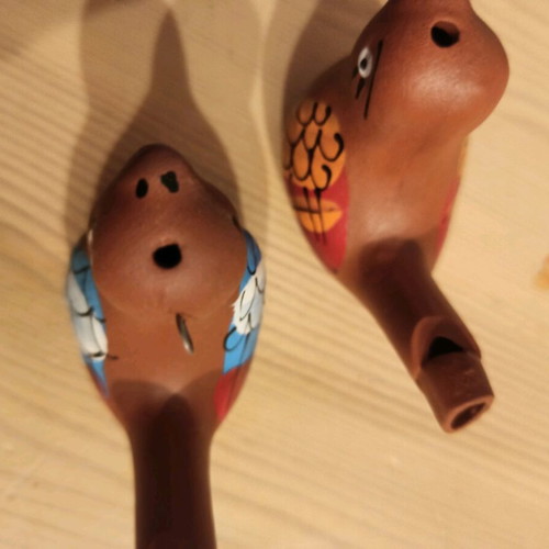 Lalitsa whistles new, pack of 2, clay bird design
