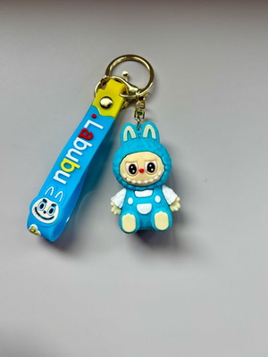 Labubu Blue Bunny Keychain like new with silicone strap