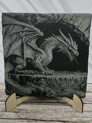 Engraved volcanic tile with dragon new