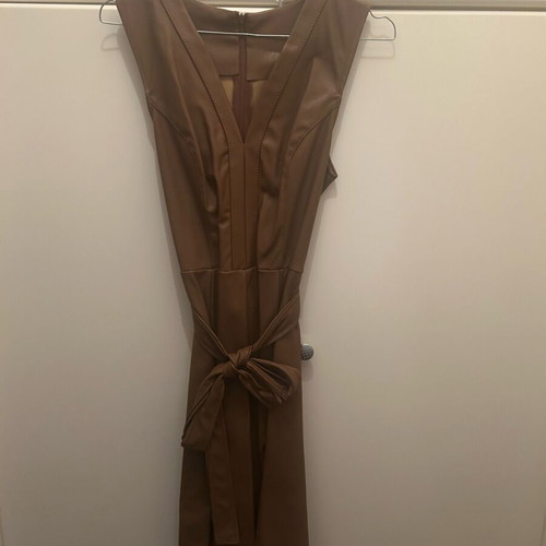 Leather dress brown like new, A-line, size S