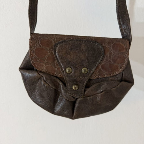 Leather Mini Bag crossbody brown like new, 90s forest fairy style