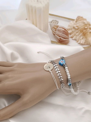 Summer Handmade White Bracelets Set of 3 New