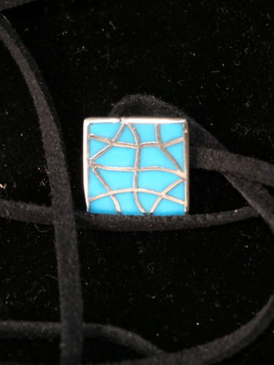 Pendant mosaic turquoise silver 925 sterling silver Indian new