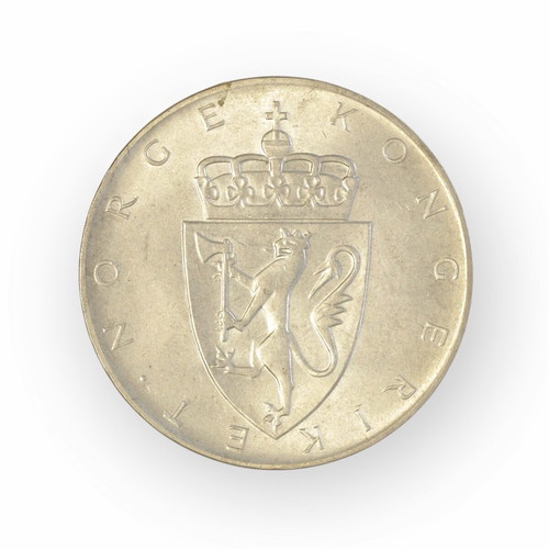 Norway 10 Kroner 1964 coin used, silver