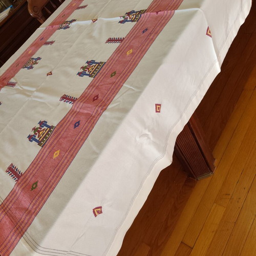 Handmade Cretan Woven Tablecloth 160x150 cm like new