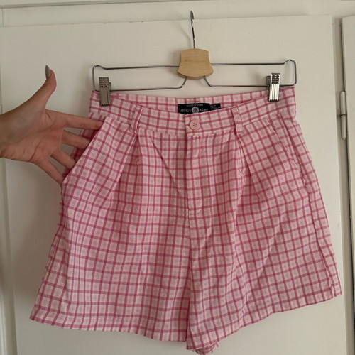 Asos Daisy Street High-Waisted Shorts New, Size 38 Medium, White Pink