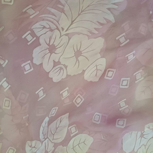 Long scarf like new, pink-cream with floral pattern