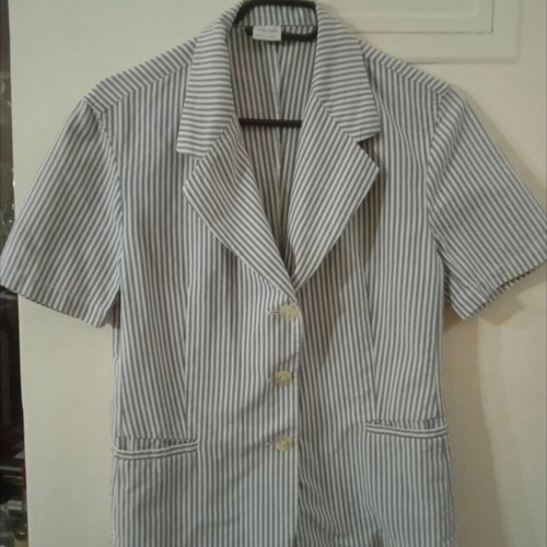 Benetton short-sleeve vintage jacket used, size M, white and blue