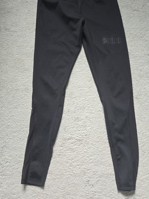 Puma elastic sports leggings used, black, no S size, with transparency