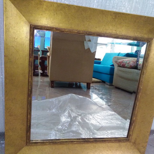Mirror with matte gold frame 80x80 used, bijou crystal