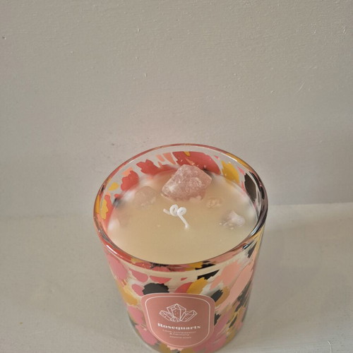 Rose quartz crystal candle with jasmine scent