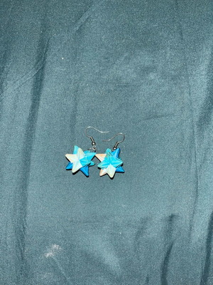 Handmade earrings used, white and blue