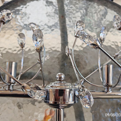 Ceiling light set with Swarovski crystals, stainless steel, G9 bulbs