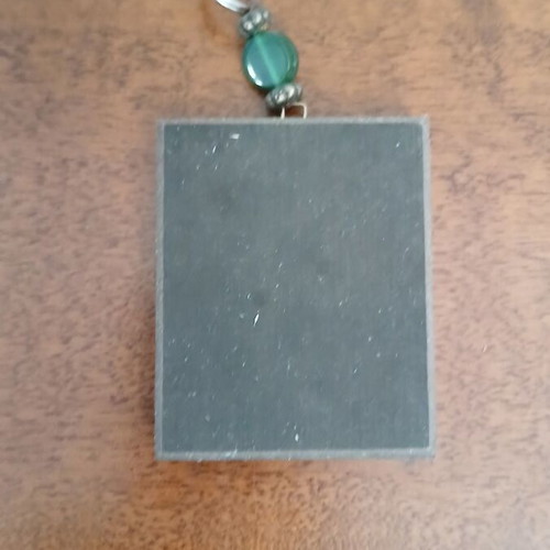Keychain image “The Crucifixion” wood, rectangular 5x6 cm new