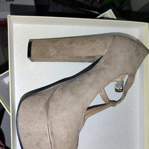 Beige suede Mary Jane style pumps, size 35, like new