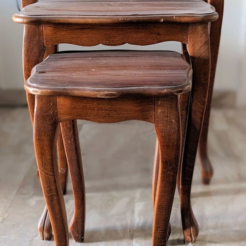 Wooden tables used, set of three