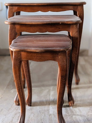 Wooden tables used, set of three
