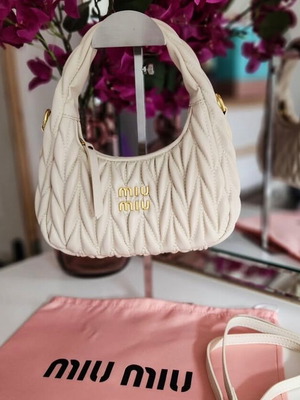 Miu Miu Wander Hobo Bag new, white shoulder bag with crossbody strap