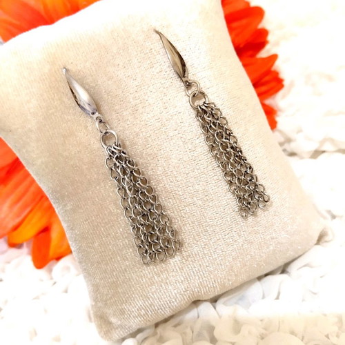 Handmade stainless steel dangling earrings in silver color new