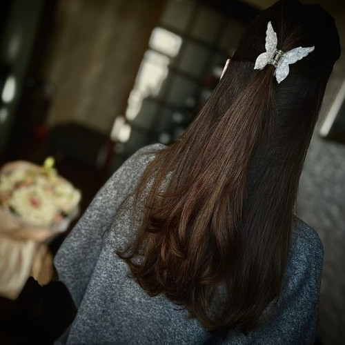 Hair clip butterfly new, white and beige