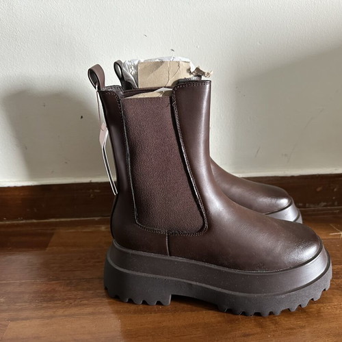 Deezee women's winter ankle boots size 38, dark brown flatform