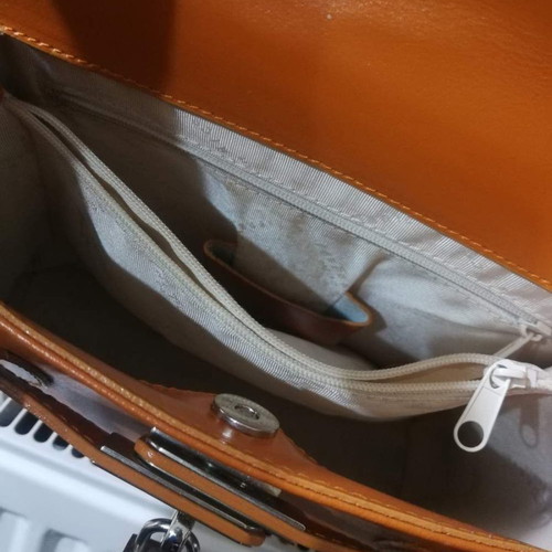 Frederic T Paris leather shoulder bag with padlock used orange