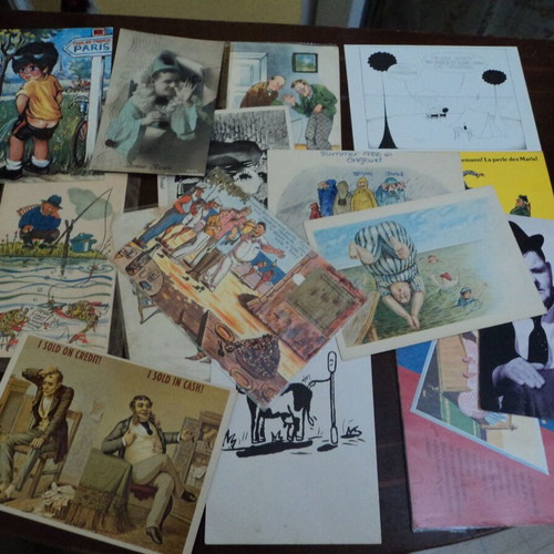 Humor and Cartoons postcards used, 16 Greek and foreign from last century