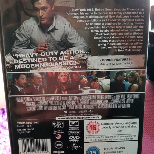 We Own The Night DVD like new, subbed action adventure romance