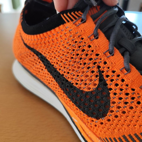 Nike Flyknit Racer men's athletic shoes size 47.5, like new, orange and grey
