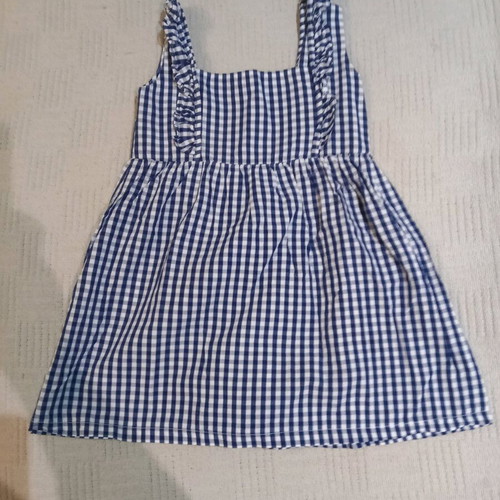 Minibol summer dress checked size 6 years like new, blue