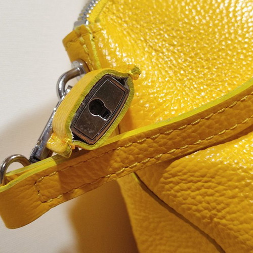 Leather yellow handbag like new, Made in Italy