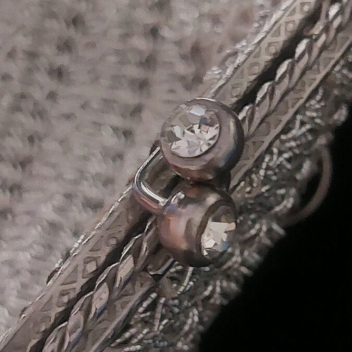Vintage knitted small evening bag like new, silver