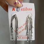 Earrings rain dangling silver with strass ends new