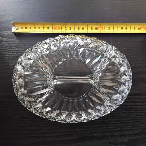Crystal Oval Serving Dish 3 Sections 26 cm vintage