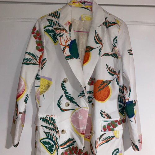 Blazer with fruit pattern new, white multicolor