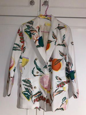 Blazer with fruit pattern new, white multicolor