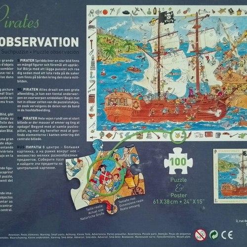 Djeco Pirates Puzzle 100 Pieces used with Poster