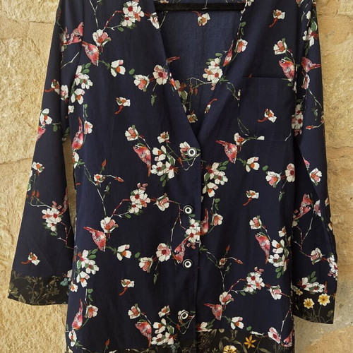 Boohoo Floral Print Shirt Dress like new, navy blue with multicolor print