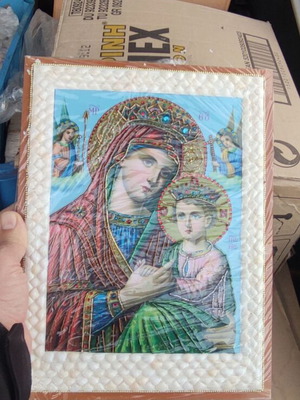 Printed religious icons with shells new