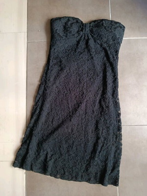 Strapless PinUp Dress Black One Size like new with cups