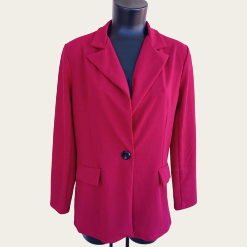 Women's red blazer, size M/L, elastic fabric
