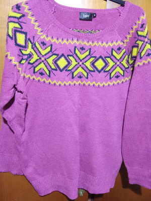 Bpc Pullover New, Purple and Yellow, Size Large