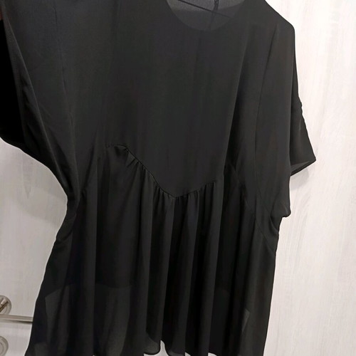 Twins blouse new, black, with wide sleeves and transparent back