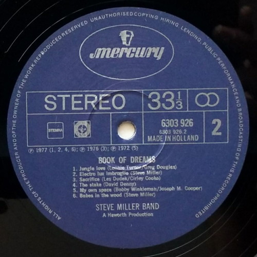 The Steve Miller Band Book Of Dreams vinyl LP album