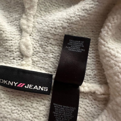 DKNY Jeans women's white light knit cardigan L