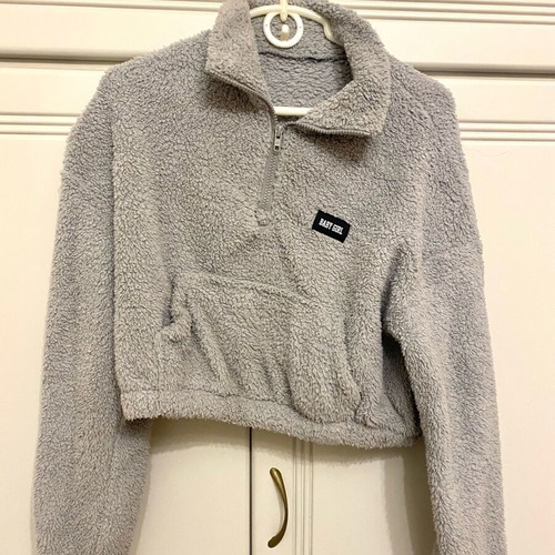 Shein short fleece jacket size S like new, gray