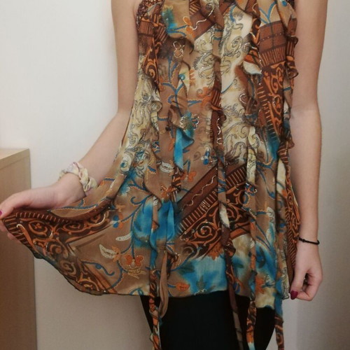 Brown airy strappy top with sequin decoration
