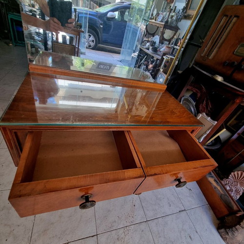 Queen Anna style vanity table used, walnut wood