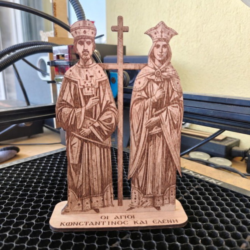 Woodcraft Wooden Tabletop Icon of Saints Konstantinos and Eleni new